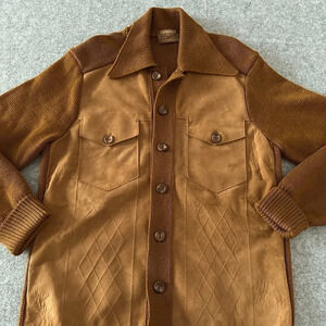 Tundra Vintage Rust Suede/Wool Button Down Sweater.  Sz: M